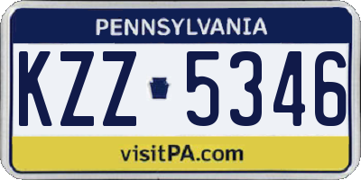 PA license plate KZZ5346