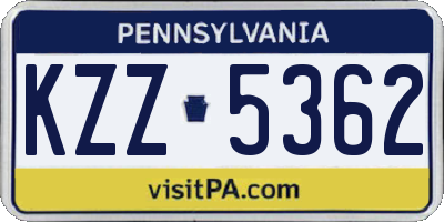 PA license plate KZZ5362