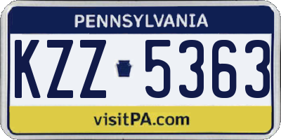 PA license plate KZZ5363