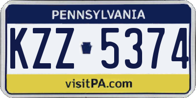 PA license plate KZZ5374