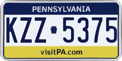 PA license plate KZZ5375