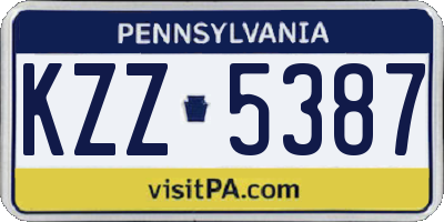 PA license plate KZZ5387