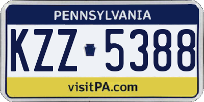 PA license plate KZZ5388
