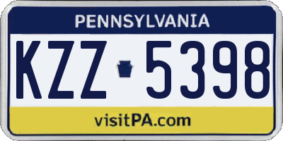 PA license plate KZZ5398