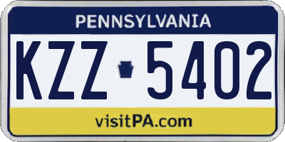 PA license plate KZZ5402