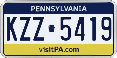 PA license plate KZZ5419