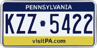 PA license plate KZZ5422