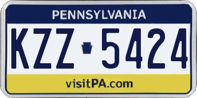 PA license plate KZZ5424