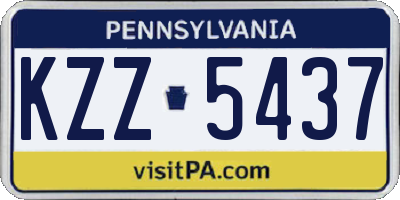 PA license plate KZZ5437