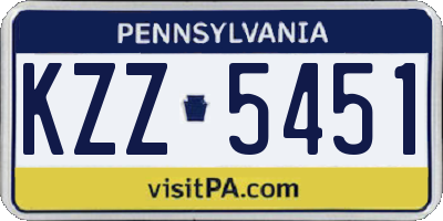 PA license plate KZZ5451