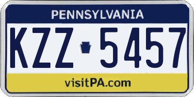 PA license plate KZZ5457