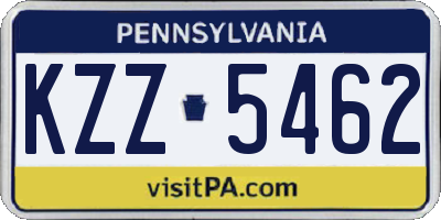 PA license plate KZZ5462