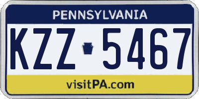 PA license plate KZZ5467