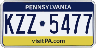 PA license plate KZZ5477