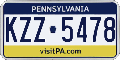 PA license plate KZZ5478