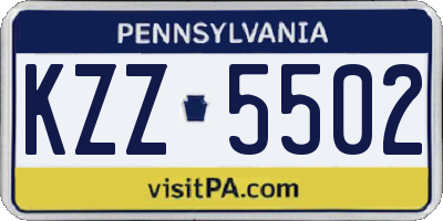 PA license plate KZZ5502
