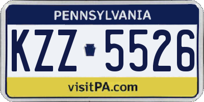 PA license plate KZZ5526