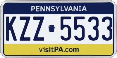 PA license plate KZZ5533