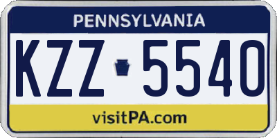 PA license plate KZZ5540