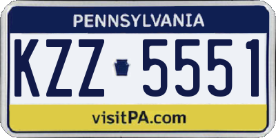 PA license plate KZZ5551