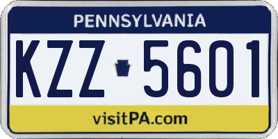 PA license plate KZZ5601