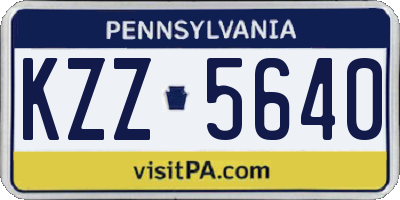 PA license plate KZZ5640