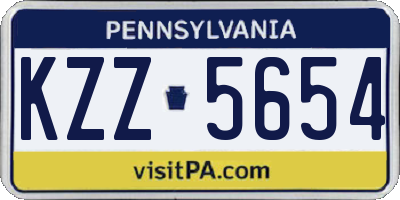 PA license plate KZZ5654