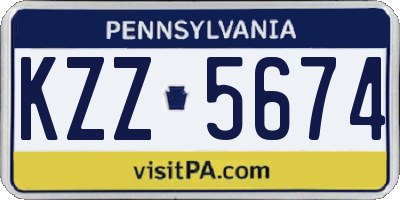 PA license plate KZZ5674