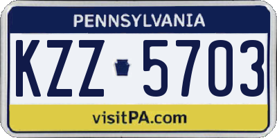 PA license plate KZZ5703