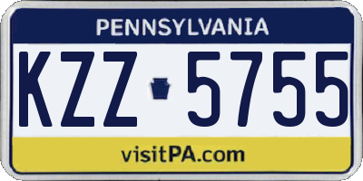 PA license plate KZZ5755