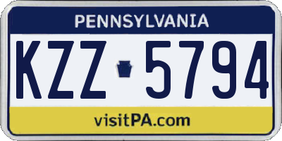 PA license plate KZZ5794