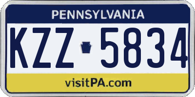 PA license plate KZZ5834