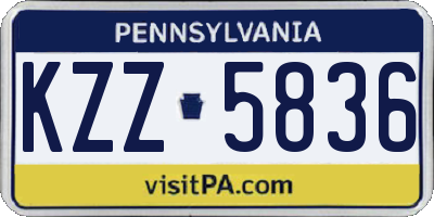 PA license plate KZZ5836