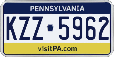 PA license plate KZZ5962