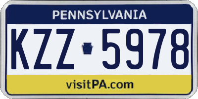 PA license plate KZZ5978