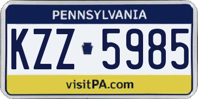 PA license plate KZZ5985