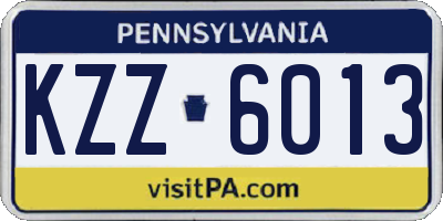 PA license plate KZZ6013
