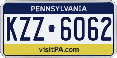 PA license plate KZZ6062