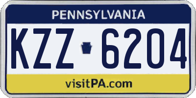 PA license plate KZZ6204
