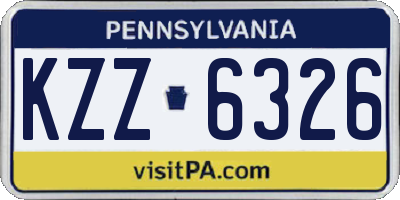 PA license plate KZZ6326