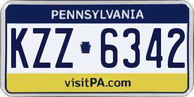 PA license plate KZZ6342