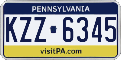 PA license plate KZZ6345
