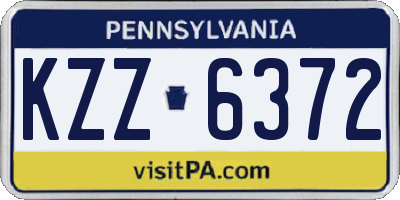 PA license plate KZZ6372
