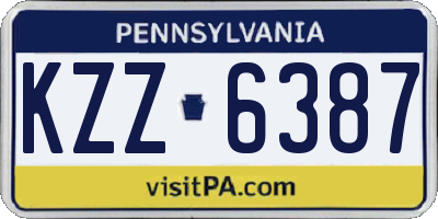 PA license plate KZZ6387