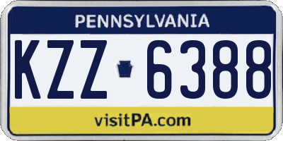 PA license plate KZZ6388