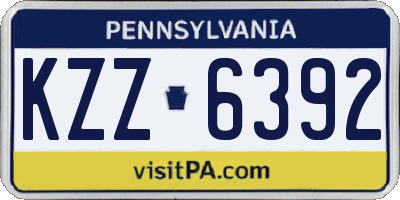 PA license plate KZZ6392