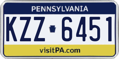 PA license plate KZZ6451