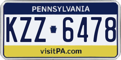 PA license plate KZZ6478