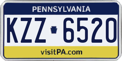 PA license plate KZZ6520