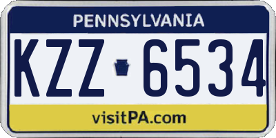 PA license plate KZZ6534